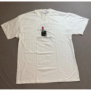 Oil Of Olay Shirt Mens XL‎ White Short Sleeve Pullover Beefy Tee USA NEW.